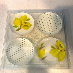 KATE SPADE Coaster Set Lemons Polka dot RARE